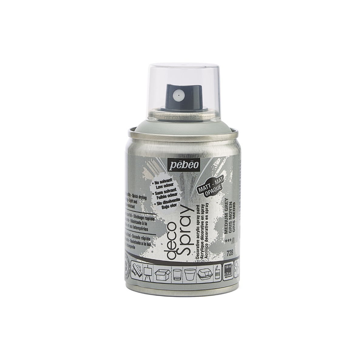 Краска-спрей акриловая DecoSpray 100 мл, серый, 728 ТМ "Pebeo" Краска-спрей акриловая DecoSpray 100 мл, серый, 728 ТМ "Pebeo"