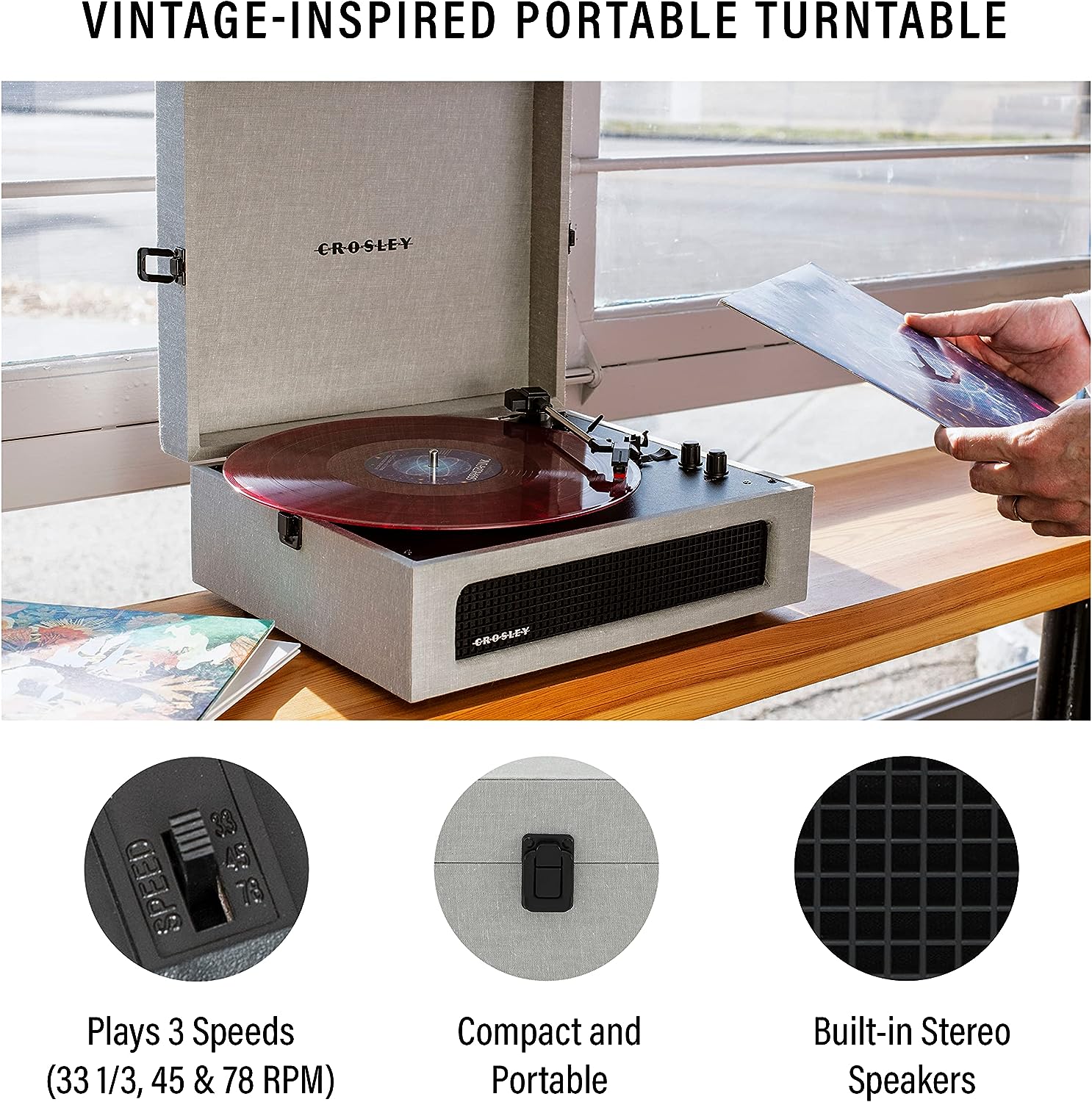 Виниловый проигрыватель Crosley Voyager Grey 4