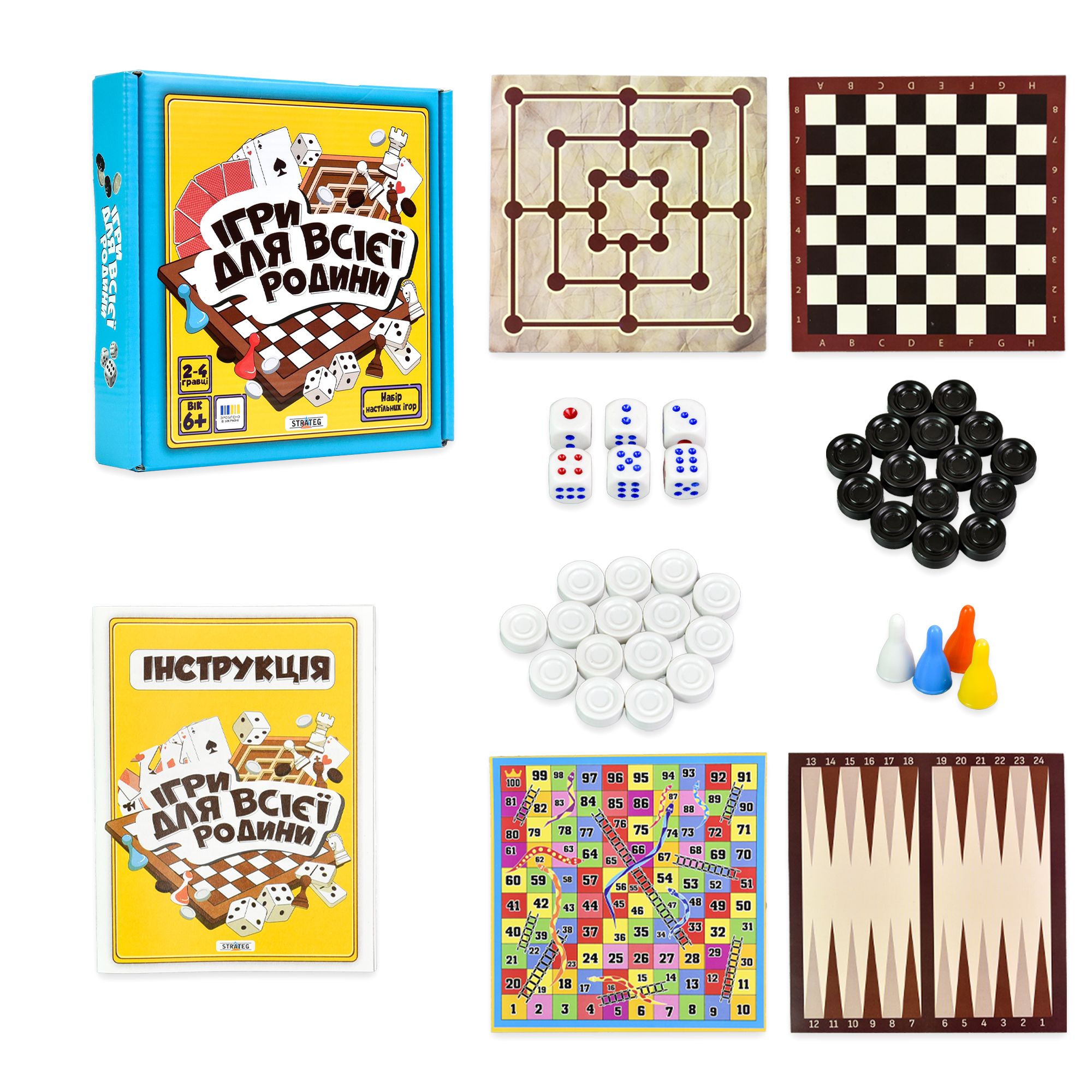 Набор настольных игр "Игры для всей семьи" (рус) 30688/1, ТМ "Strateg" 1