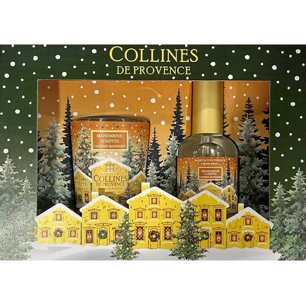 Набір подарунковий Collines de Provence: спрей для кімнати, свічка "Мандаринові цукати", C3526MCO