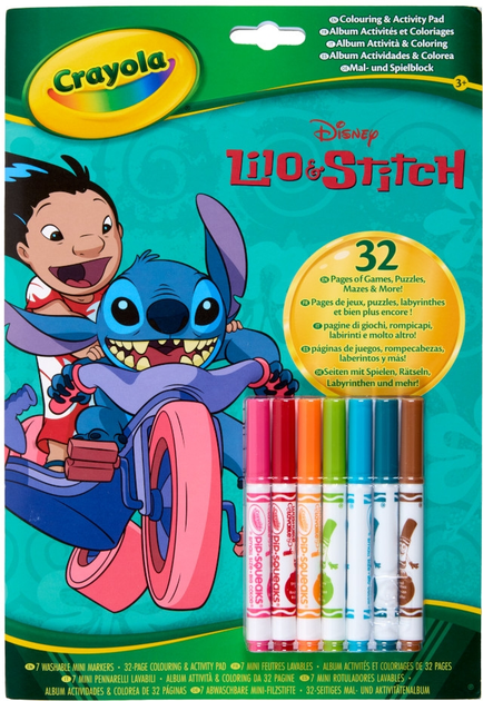 Розмальовка "Lilo & Stitch", 32 сторінки та 7 фломастерів, 04-0865G