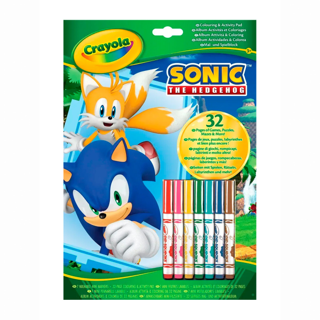 Розмальовка "Sonic", 32 сторінки та 7 фломастерів, 04-0866G