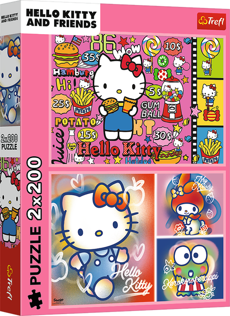 Пазл "2x200" - Hello Kitty Приветствую Китти и друзей, 33363, Trefl