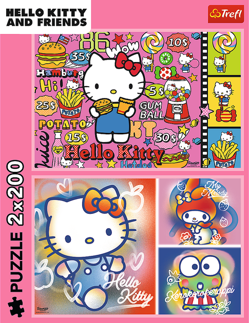 Пазл "2x200" - Hello Kitty Приветствую Китти и друзей, 33363, Trefl 1