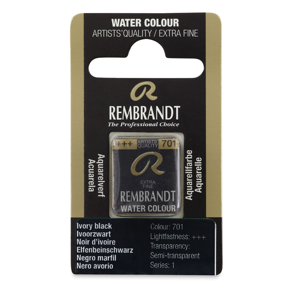 Краска акварельная Rembrandt 701 Черная слоновая кость, кювета, Royal Talens