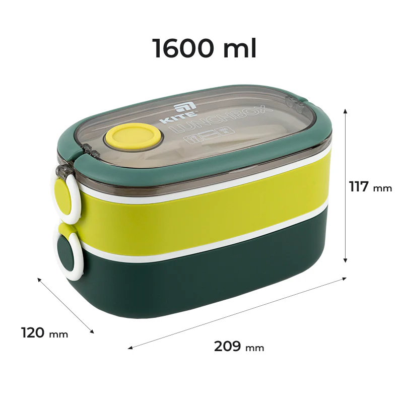 Ланчбокс двойной с наполнением 1600 мл, зеленый, K25-1181-3 1