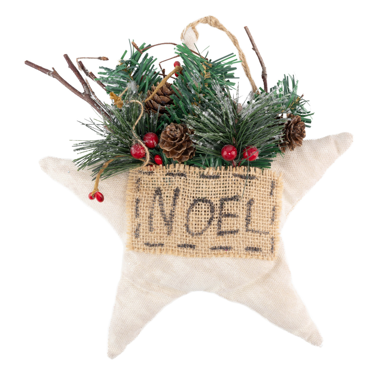 Підвіска новорічна Зірка 25 см зі словами noel/joy/peace (3 види в асорт.), 9763221 ТМ "A&G"