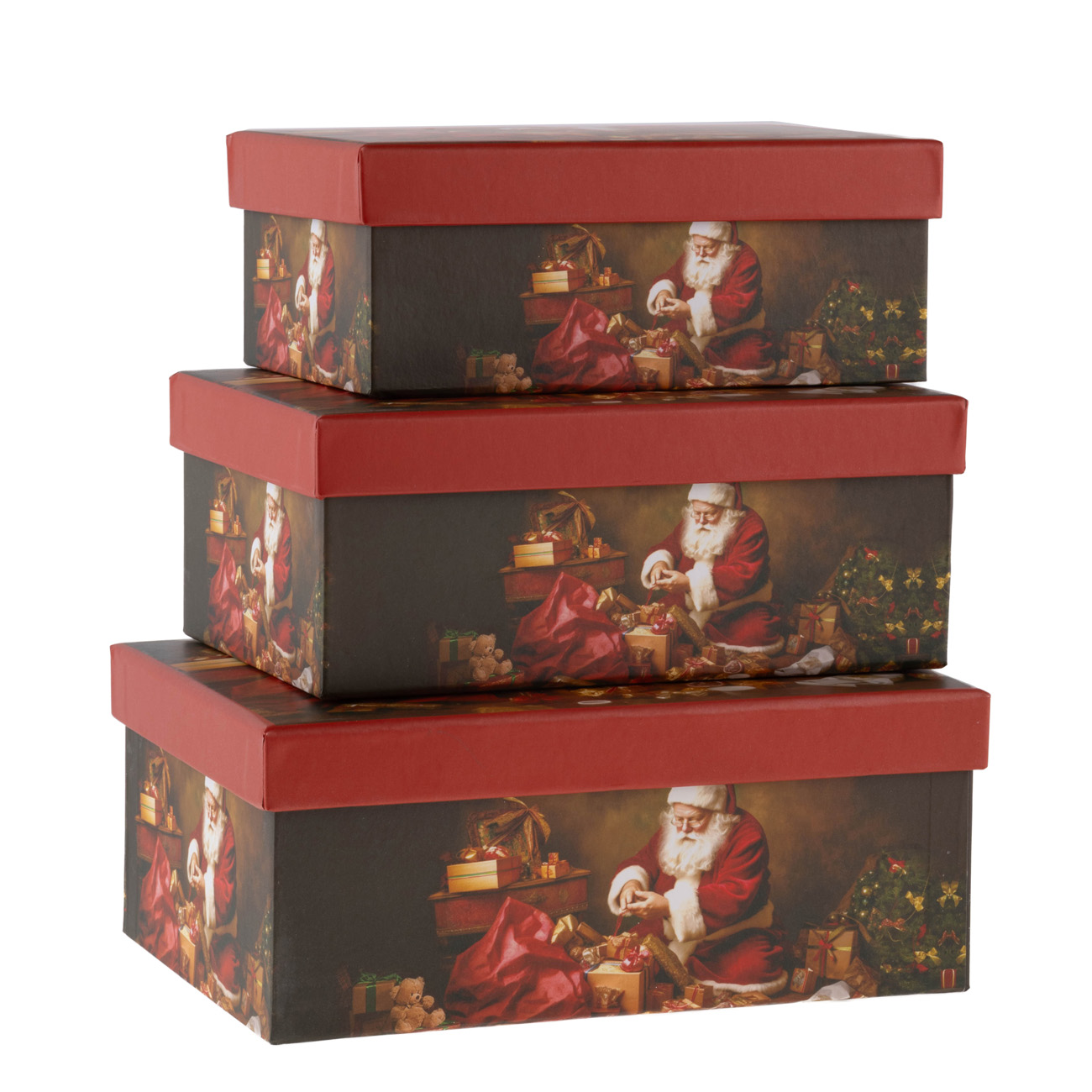 Подарункова коробка прямокутна, Санта з подарунками, 33*25,5*14,5 см, 141087698 2