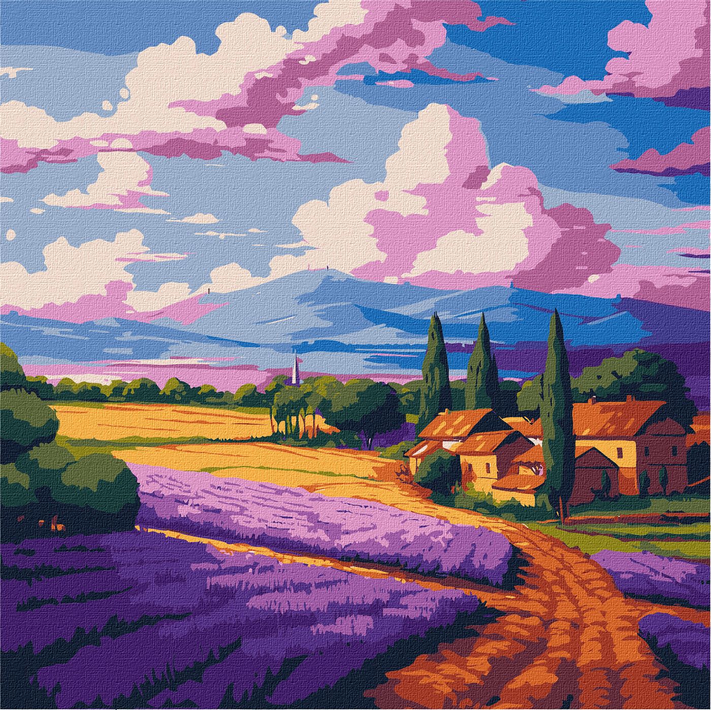 Картина по номерам 30*30 см "Лавандовое поле", KHO6345, ТМ "Ideyka"
