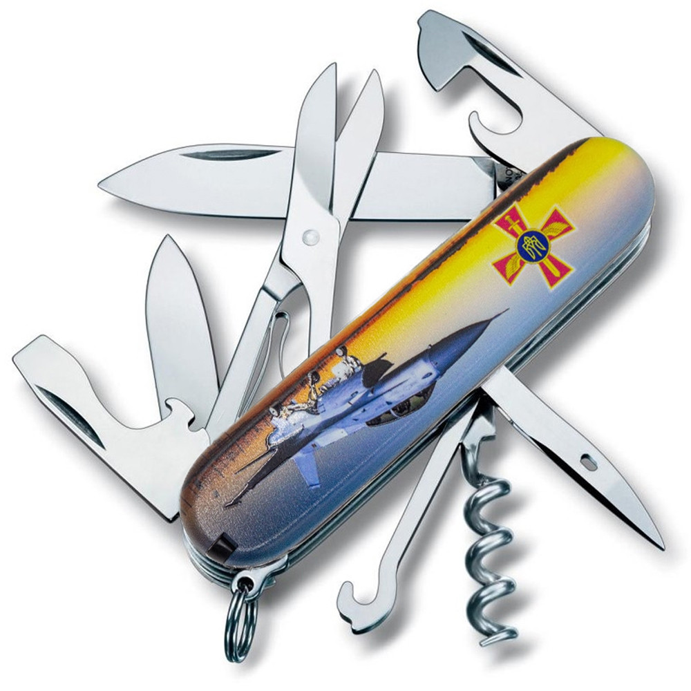 Нож Climber Army 91мм/14функ /Літак + Емблема ПС ЗСУ Vx13703.3_W3040p