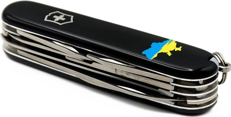 Нож Huntsman Ukraine 91мм/15функ/чорн /Мапа України син-жовт. Vx13713.3_T1166u 2