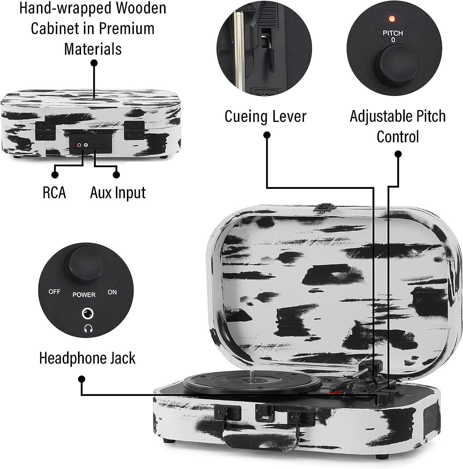 Виниловый проигрыватель Crosley Discovery - Black/White 6