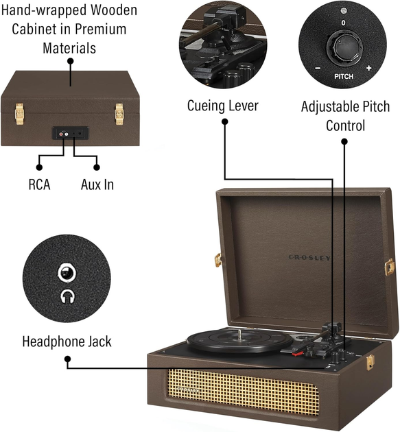 Виниловый проигрыватель Crosley Voyager - Cocoa 9