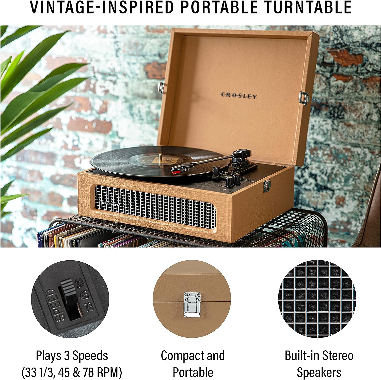 Виниловый проигрыватель Crosley Voyager - Tan 7