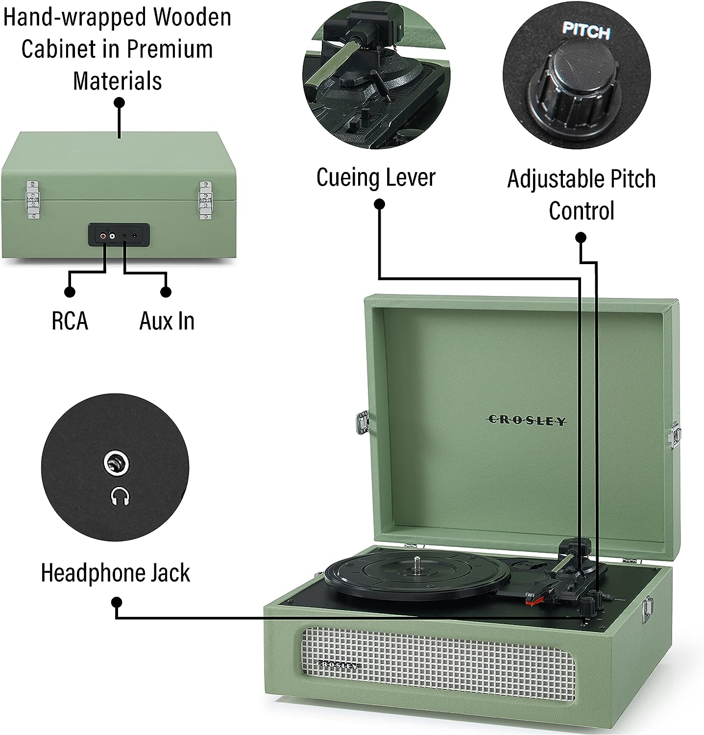 Виниловый проигрыватель Crosley Voyager - Sage 8