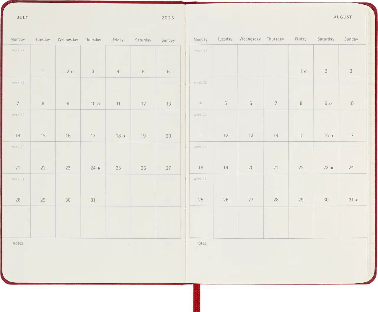 Ежедневник 2025 карманный, красный, Moleskine, DHF212DC2Y25 4