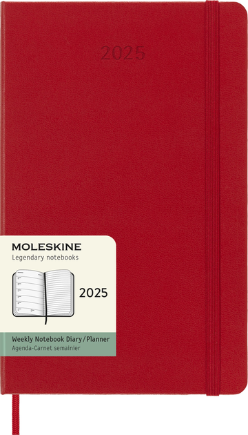 Щотижневик 2025 середній, червоний, Moleskine, DHF212WN3Y25