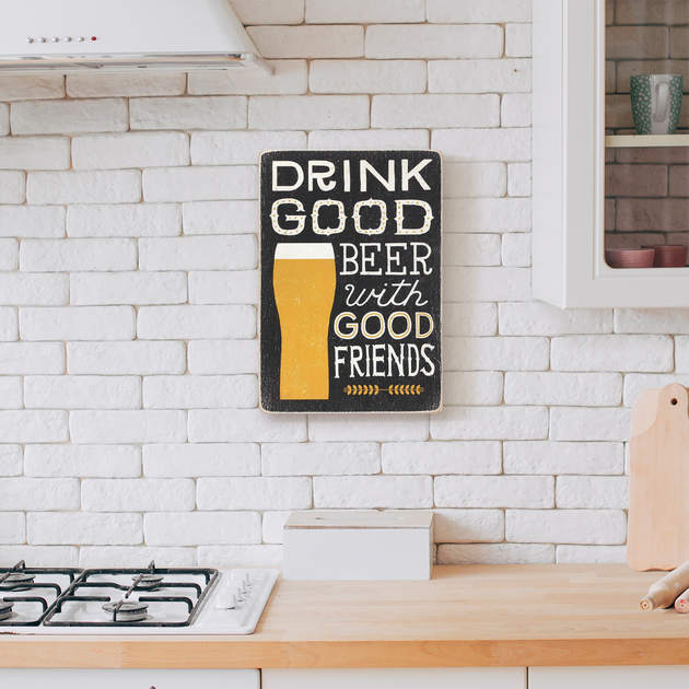 Постер Drink good beer with good friends. Black, pva0006 4