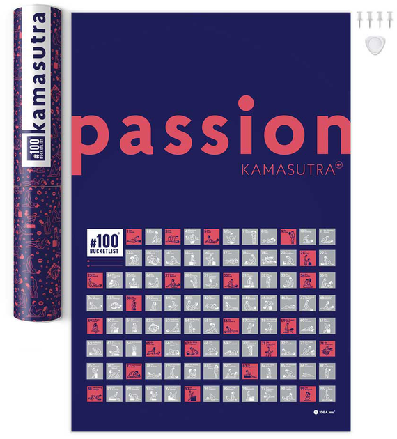 Скретч постер "100 Bucketlist KAMASUTRA" passion, 100KAM, ТМ "1Dea.me"