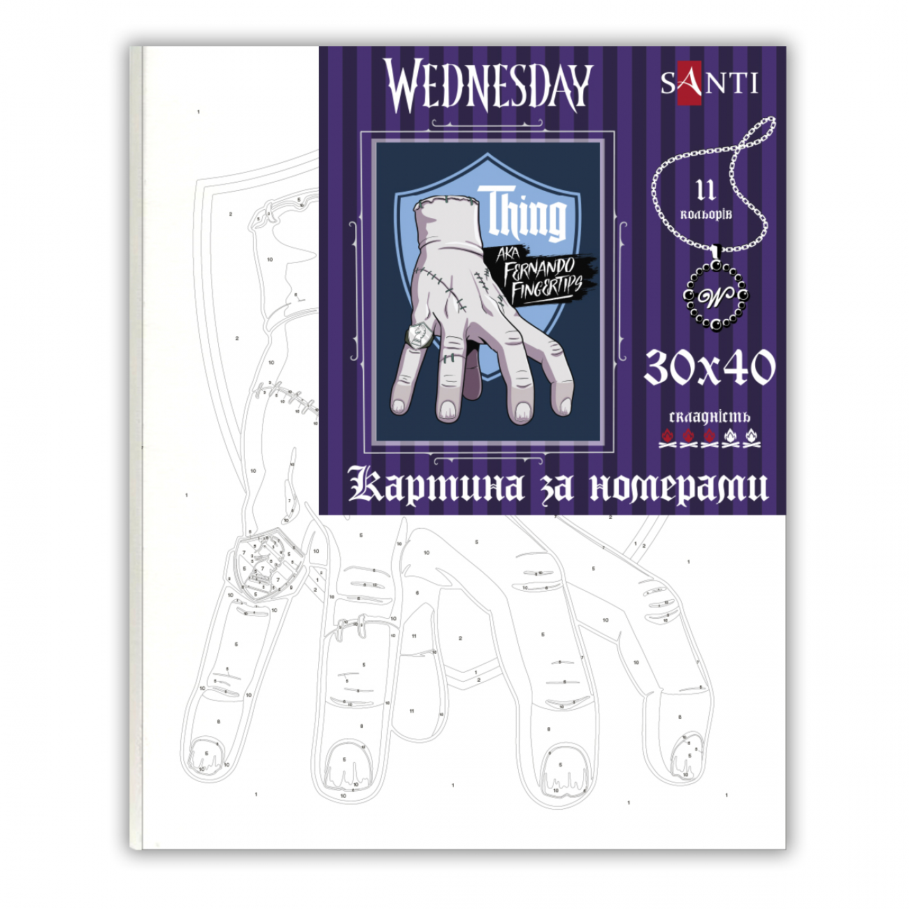 Картина по номерам SANTI "Wednesday. Thing Hand" 30*40 см, 955040 1