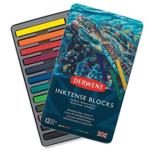 Набір блоків акварельних "Inktense" (іміт. китайск. туші), 12 кол., метал. коробка, D-2300442