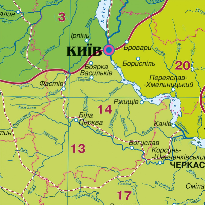 Карта Украины Физико-географическое районирование 1:1 000 000, Размер: 146х108см, (в) 7133 2