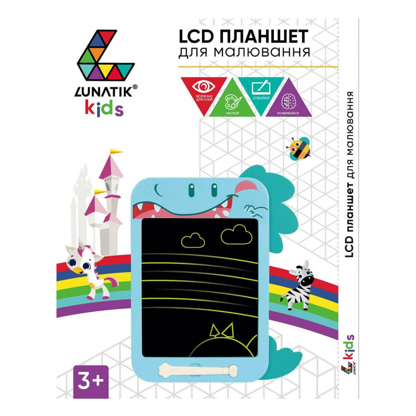 Планшет графічний для малювання LUNATIK з LCD екраном 10" (динозавр), LN10K-B 1