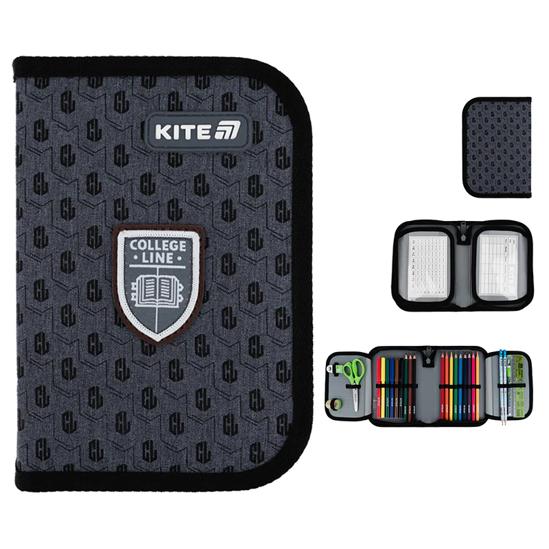 Пенал Kite 1 отделение, 2 отворота, с наполнением 622H College Line, K25-622H-2