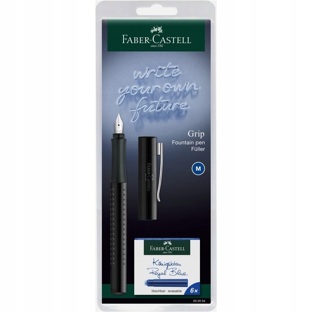 Набор ручек GRIP 2010 перо+1 уп. картриджи, Dapple Gray, 202034 Faber-Castell