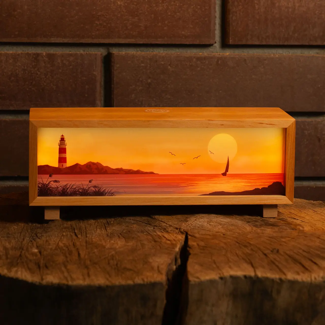 Ночник-панорама "Маяк", лак дерево (LED, Аккумулятор, USB Type-C), npa0009