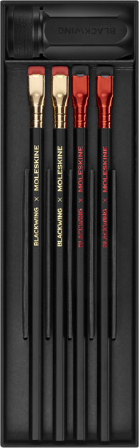 Набір Moleskine x Blackwing (2 Графітових Олівці HB + 2 Графітових Олівці B + Точилка), EWBKWKIT1