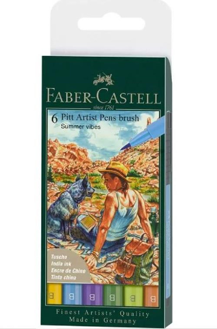 Набор ручек капиллярных PITT Summer Vibe В, 6 шт., (107,186,171,167,146,136), 167178 Faber-Castell
