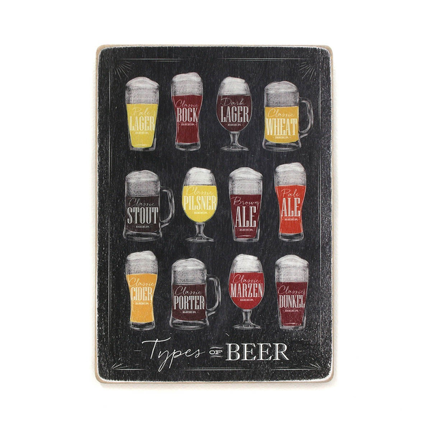 Постер Types of beer. Виды пива. Вертикальный. Темный фон, pva0088