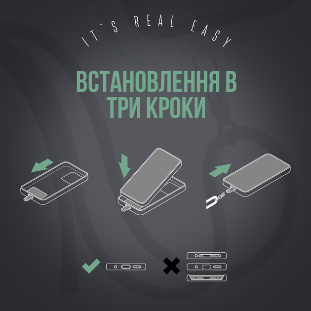 Ремінець для смартфона ArmorStandart Rope Black Pine with Clear holder, ARM67206 4