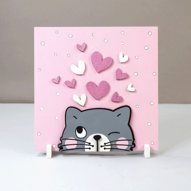 Набор, картина 3D, "Котенок", МДФ грунтованное, 18*18 см, ROSA TALENT 1