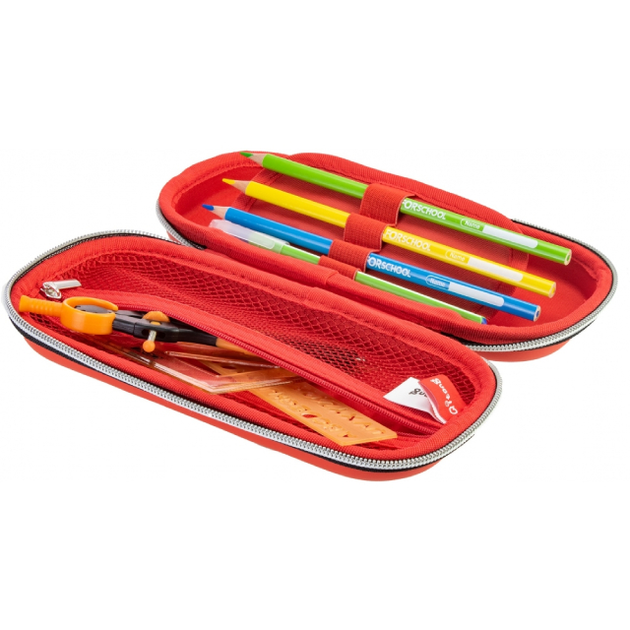 Пенал на 1 отделение на молнии с органайзером, красный, QT-3990-Red 1