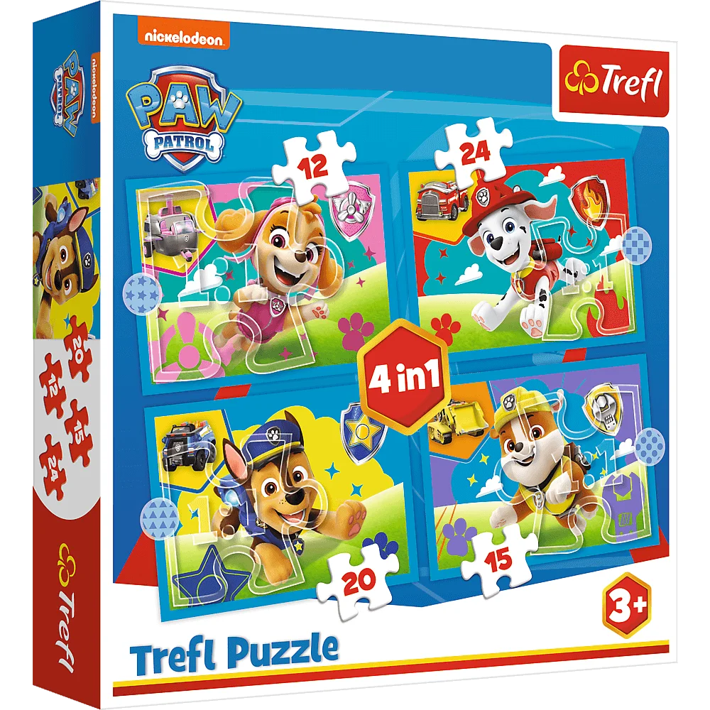 Пазл "4 in 1 (12, 15, 20, 24)" - Запуск щенков, Paw Patrol, 34628, Trefl