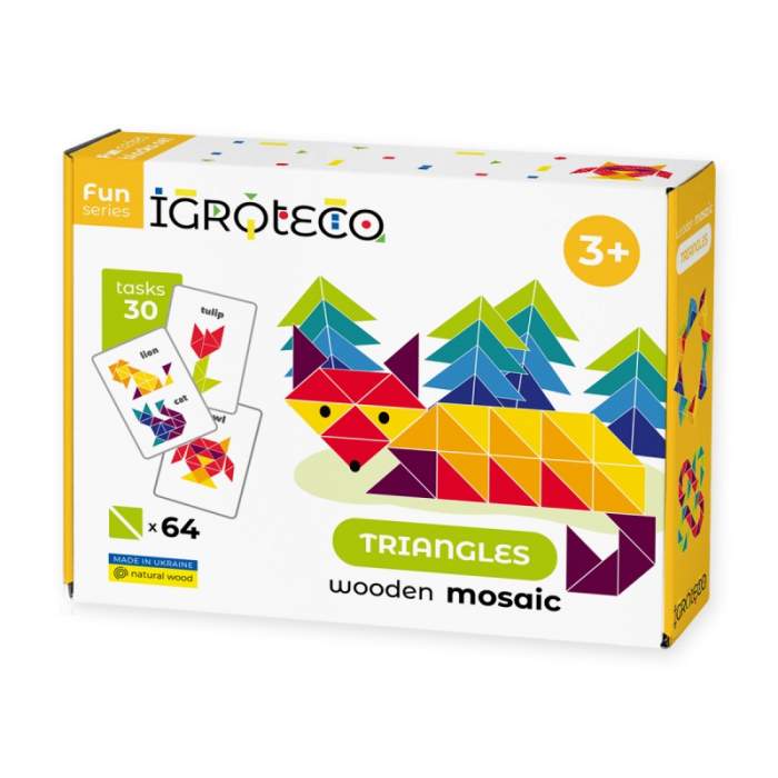 Деревянная треугольная мозаика 64 дет., TM "IGROTECO"