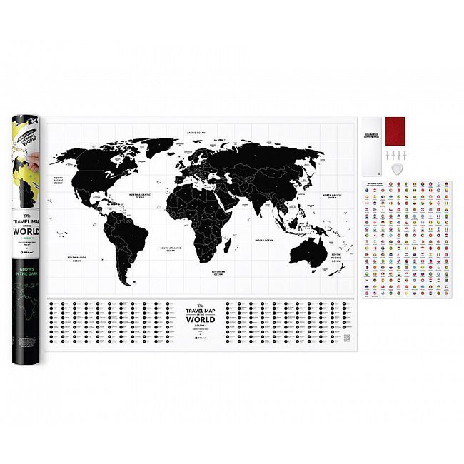 Скретч карта мира "Travel Map Glow World" 80*60 см (англ. язык), ТМ "1Dea.me" 2