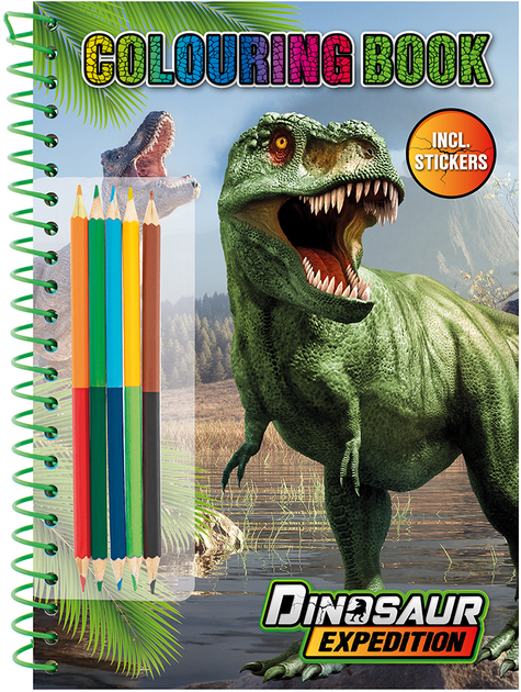 Раскраска с наклейками и карандашами Dinosaur Expedition, 961029
