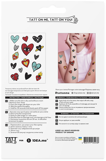 Тимчасові тату "Hearts mix", TATTon.me 10