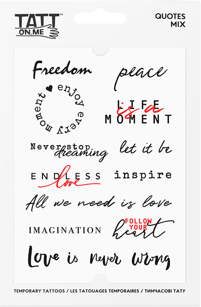 Тимчасові тату "Quotes mix", TATTon.me