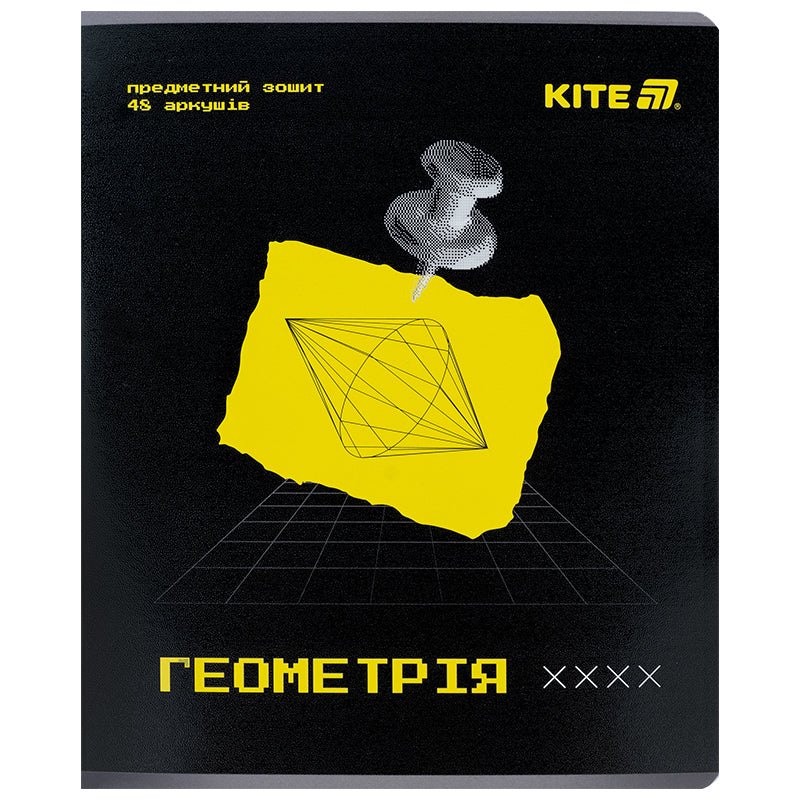 Тетрадь 48 кл, Предметка - Геометрия, гиб лак+УФ, Techno, K25-240-1
