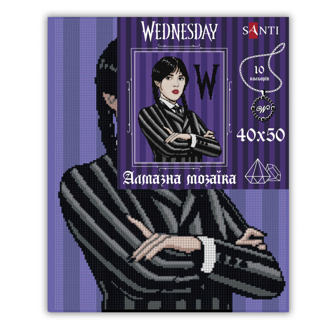 Алмазна мозаїка SANTI "Wednesday Addams", 40*50 см, на підрамнику, 955333 1