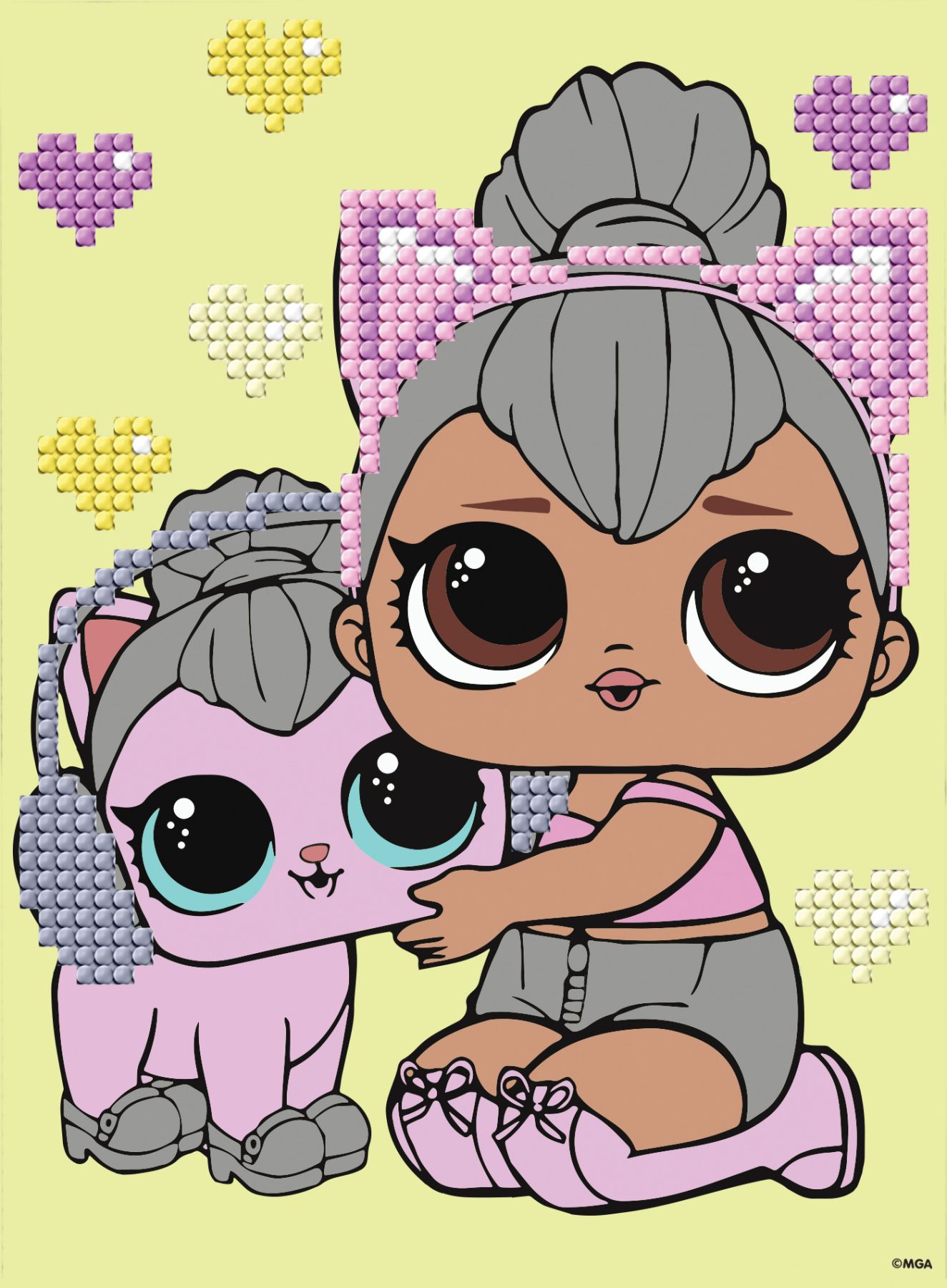 Набір з алмазною мозаїкою (вибірковою) "L.O.L. Surprise! Kitty Queen With Kitty Kitty" 15*20 см, AML1206, ТМ "Ideyka"