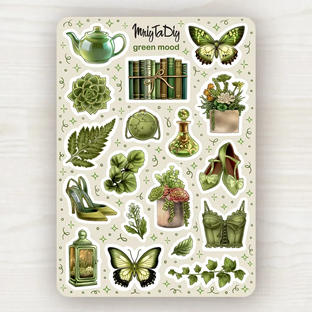 Стікер лист з наклейками MriyTaDiy, "Green Mood"