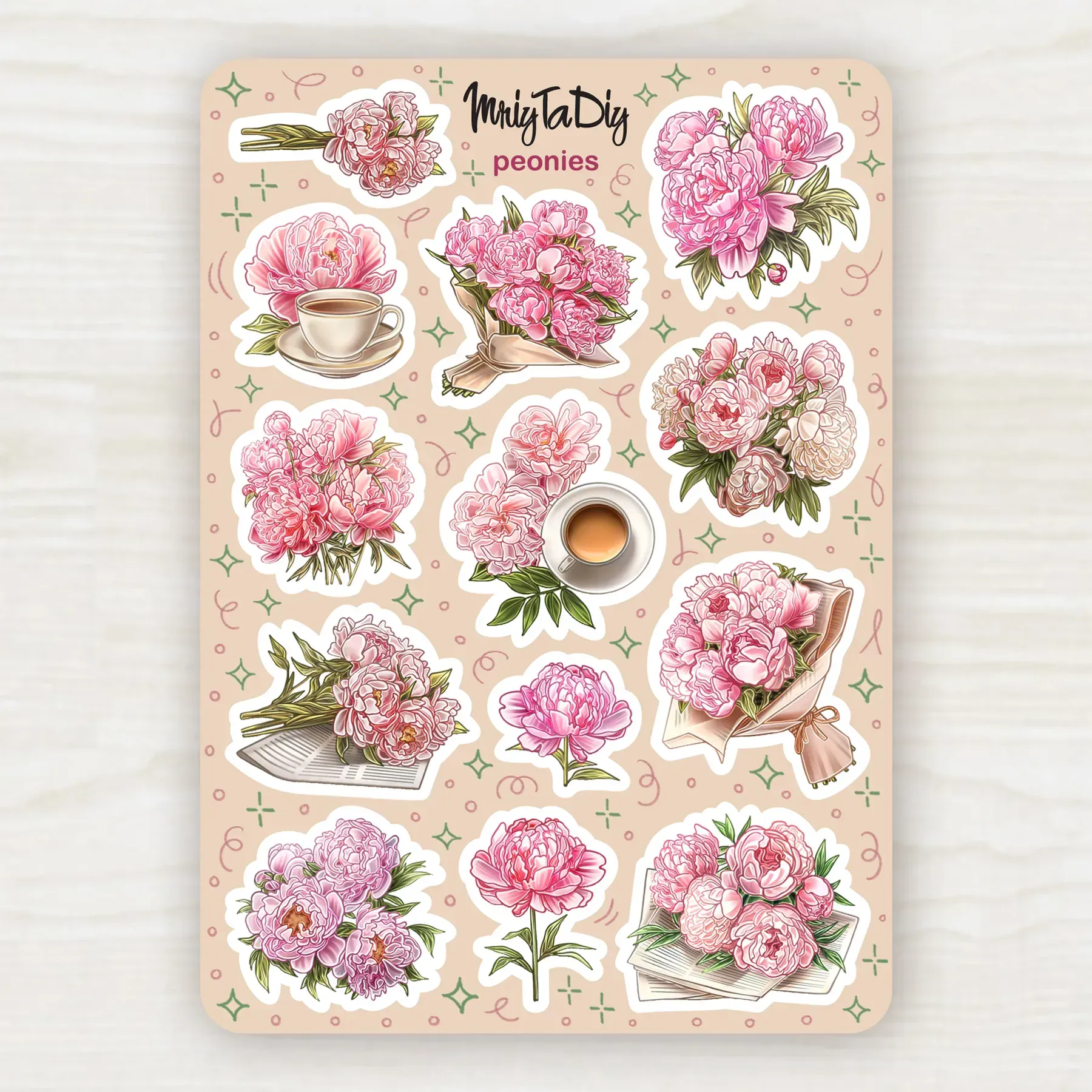 Стікер лист з наклейками MriyTaDiy, "Peonies"