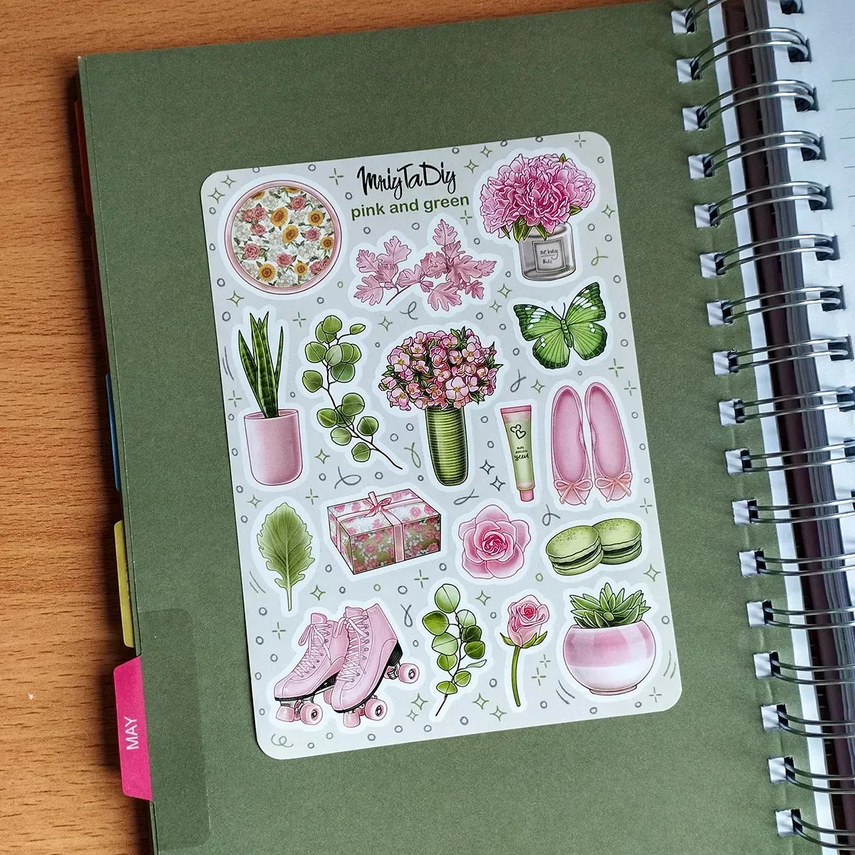 Стікер лист з наклейками MriyTaDiy, "Pink and Green" 1