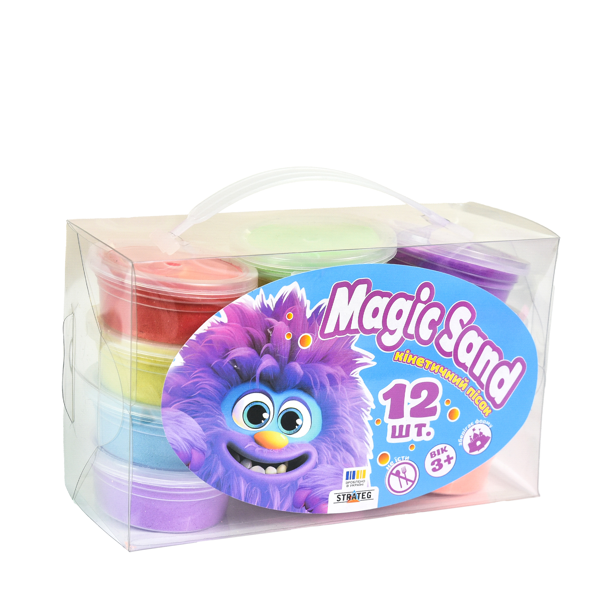 Набір кінетичного піску Magic sand, 12 шт, 39405, ТМ "Strateg"