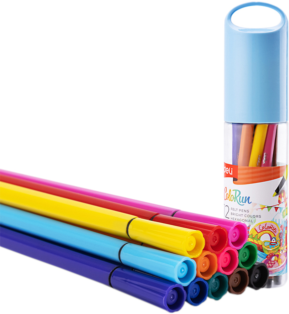 Фломастери Deli EC156-12 Color Run 12 кол. 1 мм кругл, 85803